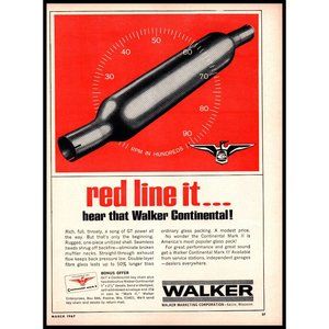 1967 Walker Continental Mark II Glass Pack Muffler Vintage Print Ad Wall Art